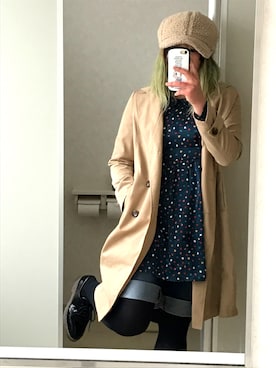 「厚底」｜「アイテム（トレンチコート）」を使った、カレンさん（レディース・159cm）の冬コーディネート