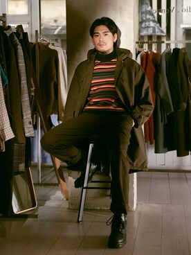 「アイテム（モッズコート、その他）」を使った、Yatho Wongさん（メンズ・173cm）の秋コーディネート