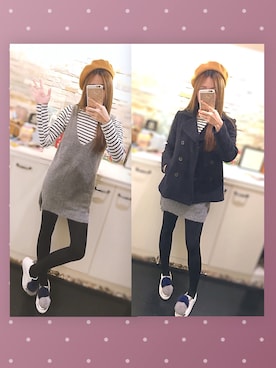 「アイテム（ハンチング/ベレー帽、ゴールド系）」を使った、Alisa茜尹さん（レディース・163cm）の冬コーディネート