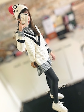 「ROCKCOCO（ロックココ）のアイテム（帽子）」を使った、Alisa茜尹さん（レディース・163cm）の冬コーディネート