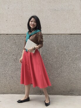 「通勤穿搭」｜「アイテム（バレエシューズ）」を使った、Yeung Szeさん（レディース・158cm）の冬コーディネート