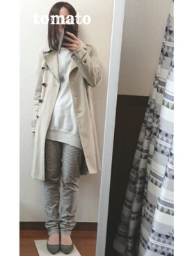 「ORiental TRaffic(ORiental TRaffic)」｜「アイテム（トレンチコート）」を使った、とまとさん（レディース・151cm）の春コーディネート