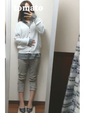 「LEPSIM（レプシィム）の【日々アイテム】ストレッチムジスリムパンツ17FW　762936（その他パンツ）」を使った、とまとさん（レディース・151cm）の春コーディネート