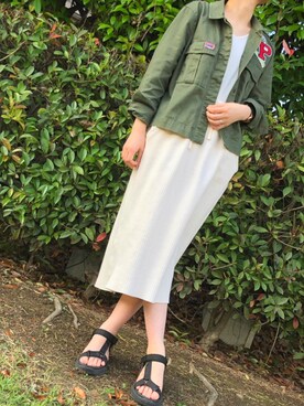 「FOREVER 21（フォーエバー トゥエンティーワン）のアイテム（ミリタリージャケット）」を使った、ちびシロさん（レディース・153cm）の夏コーディネート