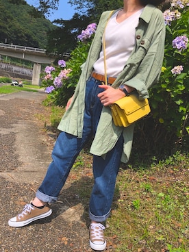 「Samantha Thavasa Petit Choice（サマンサタバサ　プチチョイス）のアイテム（バッグ）」を使った、ちびシロさん（レディース・152cm）の夏コーディネート