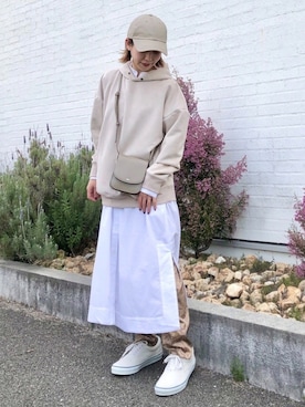 「koe（コエ）のアイテム（帽子）」を使った、k..さん（レディース・156cm）の春コーディネート