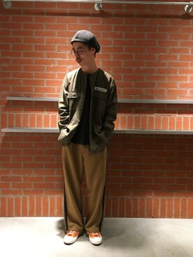 「RAGEBLUE（レイジブルー）のアイテム（ハンチング/ベレー帽）」を使った、八木さん（メンズ・172cm）の秋コーディネート