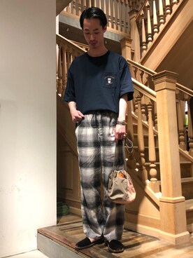 「RAGEBLUE（レイジブルー）のアイテム（ハンドバッグ）」を使った、八木さん（メンズ・175cm）の夏コーディネート