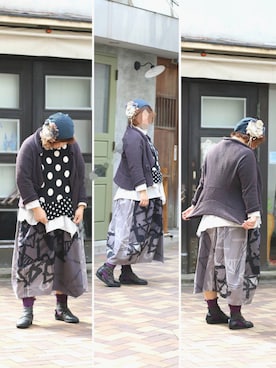 「慈雨（ジウ）のアイテム」を使った、まる店長さん（レディース・168cm）の秋コーディネート