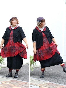 「慈雨（ジウ）のアイテム」を使った、まる店長さん（レディース・168cm）の秋コーディネート