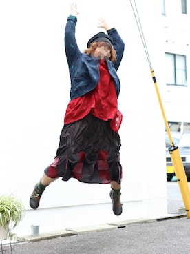 「慈雨（ジウ）のアイテム」を使った、まる店長さん（レディース・168cm）の秋コーディネート