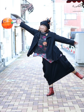 「慈雨（ジウ）のアイテム」を使った、まる店長さん（レディース・168cm）の秋コーディネート