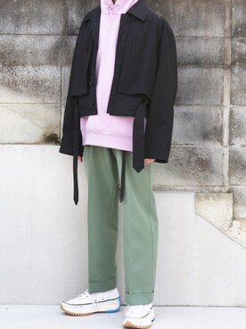 Gu ジーユー のパーカー ピンク系 を使ったメンズ人気ファッションコーディネート Wear