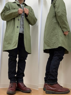 「JOURNAL STANDARD relume（ジャーナルスタンダード　レリューム）のアイテム（ステンカラーコート）」を使った、そのべさん（メンズ・163cm）の春コーディネート