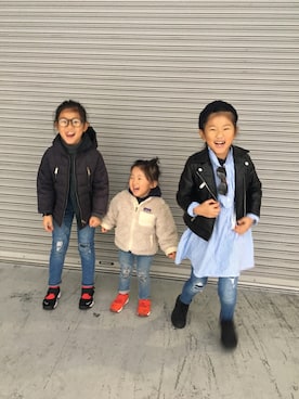 「ZARA KIDSのアイテム（ナイロンジャケット）」を使った、shirokumaさん（レディース・145cm）の冬コーディネート