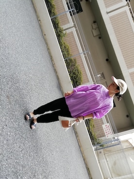 「UNIQLO（ユニクロ）のソフトコットンギャザーブラウス（7分袖）（シャツ/ブラウス）」を使った、shirokumaさん（レディース・145cm）の夏コーディネート