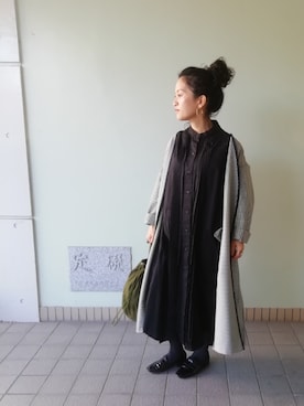 「FLORENT（フローレント）のアイテム（ノーカラージャケット）」を使った、shirokumaさん（レディース・145cm）の冬コーディネート