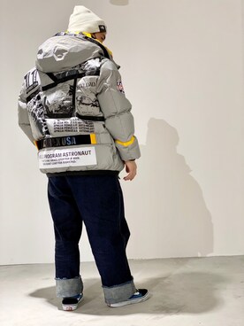 「AVIREX（アヴィレックス）のアイテム（ダウンジャケット/コート）」を使った、kikuさん（メンズ・160cm）の秋コーディネート