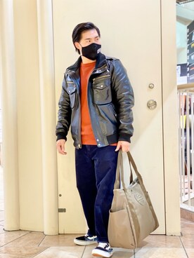 「AVIREX（アヴィレックス）のアイテム（ブルゾン）」を使った、kikuさん（メンズ・160cm）の秋コーディネート