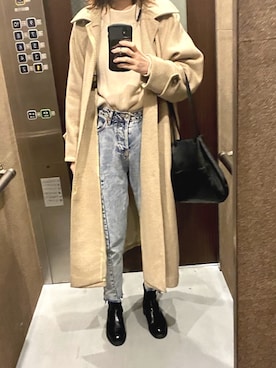 「ADAM ET ROPE'（アダムエロペ）のアイテム（チェスターコート）」を使った、mさん（レディース・168cm）の冬コーディネート