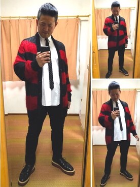 赤黒ボーダーニット のメンズ人気ファッションコーディネート Wear