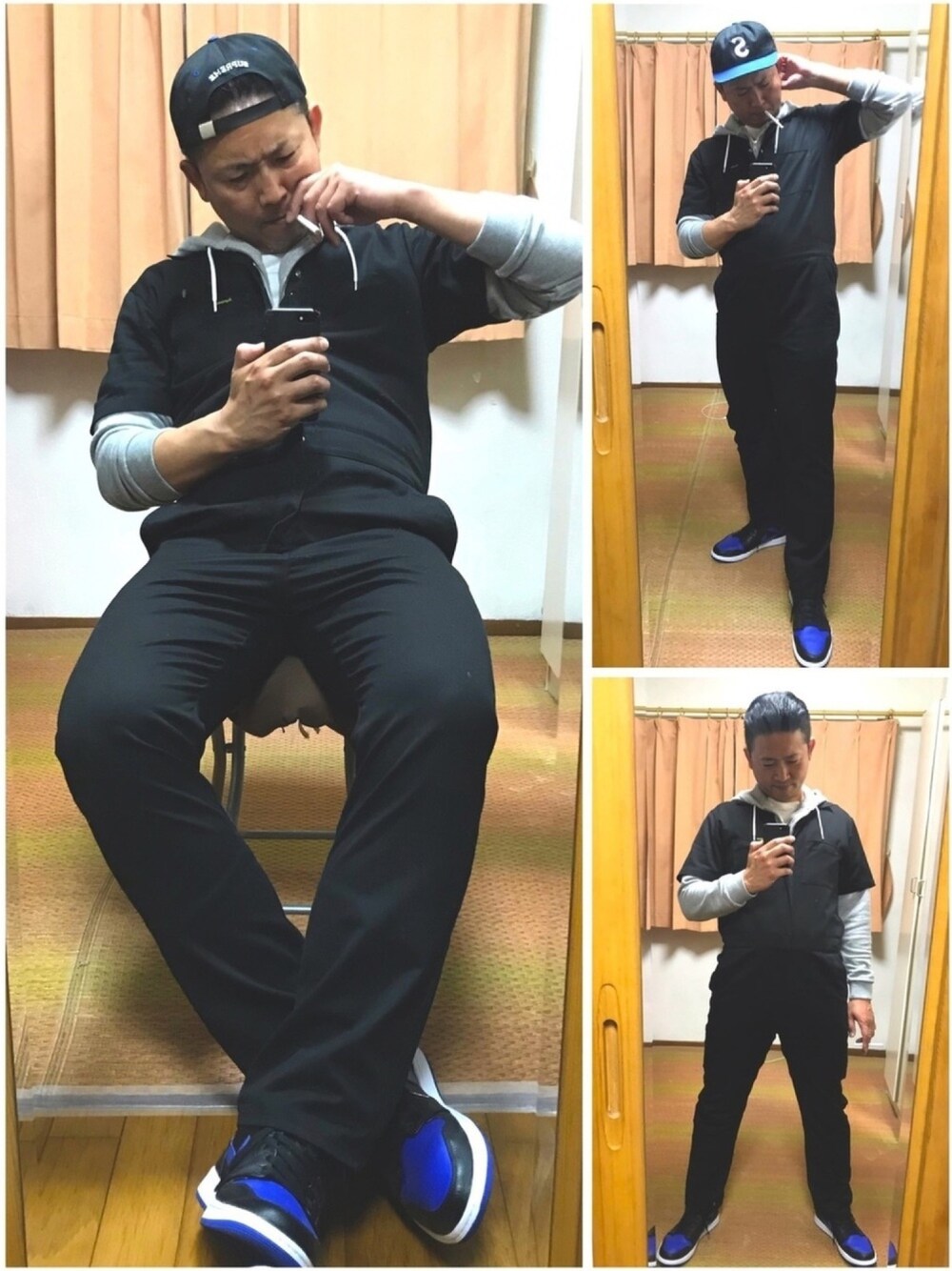 「おたっしコーデ🐷‼️、つなぎスタイル、青黒コーデ、キャップコーデ、シュプリーム、好きな服を好きなように着る🐷💕、双極性障害、メルカリ★平日限定SALE★開催中‼️、ダイエット順調ブギッ🐷💦、コインケスギ🤔⁉️」｜「🔸基本コーデ🐷✨穏やかおたっし😊の🔸今日も小窓でニッコリ❓ニヤニヤ🤔⁉️（その他、その他）」を使った、おたっし🐷さん（メンズ・174cm）の春コーディネートの1枚目の写真