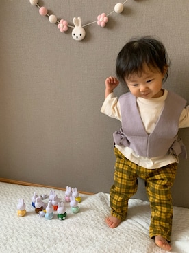 「ビスチェコーデ」｜Reiちゃん🩷さん（キッズ・80cm）の秋コーディネート