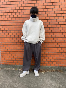 「カフスイージーパンツ」｜「アイテム（スウェット）」を使った、staroooさん（メンズ・172cm）の冬コーディネート