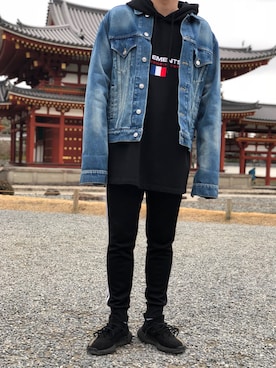 「vetements」｜「アイテム（デニムジャケット）」を使った、桐谷翔流さん（メンズ・170cm）の冬コーディネート