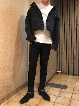 「Saint Laurent」｜「アイテム（デニムジャケット）」を使った、桐谷翔流さん（メンズ・170cm）の春コーディネート