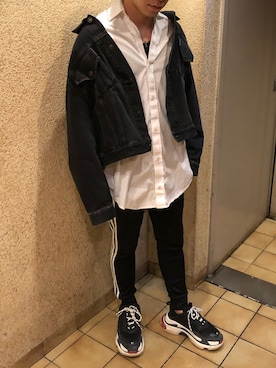 「vetements」｜「アイテム（デニムジャケット）」を使った、桐谷翔流さん（メンズ・170cm）の春コーディネート