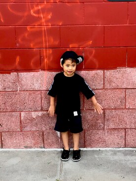 「Smoothy（スムージー）のアイテム（キャップ）」を使った、Senaさん（キッズ・74cm）の夏コーディネート