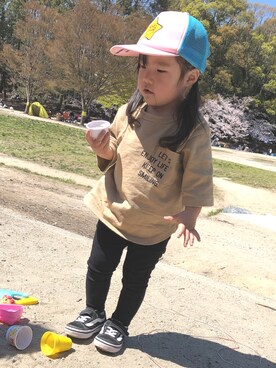 「Rodeo Crowns KIDS（ロデオクラウンズ　キッズ）のアイテム」を使った、Fuka＊Honokaさん（キッズ・90cm）の春コーディネート