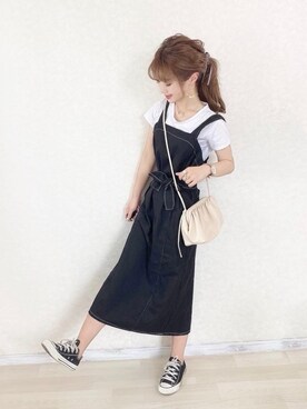 「merrylatte（メリーラテ）のアイテム（サロペット/オーバーオール）」を使った、anchanさん（レディース・153cm）の夏コーディネート