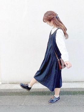「レトロ」｜「アイテム（サロペット/オーバーオール）」を使った、anchanさん（レディース・153cm）の秋コーディネート