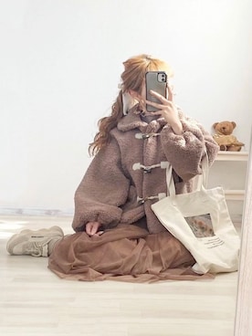「apres jour（アプレジュール）のアイテム（ダッフルコート）」を使った、anchanさん（レディース・153cm）の秋コーディネート