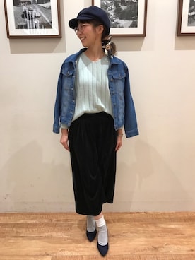 「春カラー」｜「アイテム（キャスケット）」を使った、Ayumiさん（レディース・168cm）の冬コーディネート