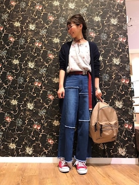 「切りっぱなしデニム」｜「アイテム（その他）」を使った、Ayumiさん（レディース・168cm）の春コーディネート