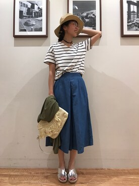 「フリンジバッグ」｜「アイテム（その他）」を使った、Ayumiさん（レディース・168cm）の春コーディネート