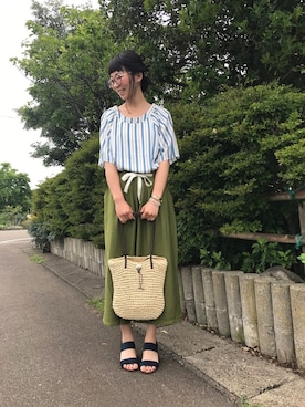 「ペーパーバッグ」｜「アイテム（その他）」を使った、Ayumiさん（レディース・168cm）の夏コーディネート