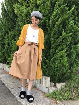Ayumiさんの「◆フラワープリントガウン×裾レースTシャツセット」を使ったコーディネート