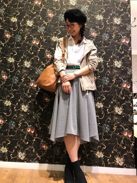 「DRESKIP（ドレスキップ）のアイテム（マウンテンパーカー）」を使った、Ayumiさん（レディース・168cm）の春コーディネート