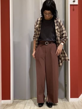 「USAコットン」｜「アイテム（その他シューズ）」を使った、Ayumiさん（レディース・168cm）の秋コーディネート