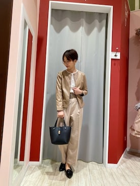 「DRESKIP（ドレスキップ）のアイテム（ライダースジャケット）」を使った、Ayumiさん（レディース・168cm）の春コーディネート