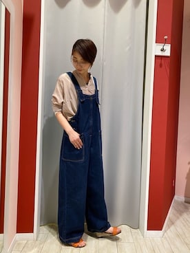 「DRESKIP（ドレスキップ）のアイテム（オールインワン・サロペット）」を使った、Ayumiさん（レディース・168cm）の春コーディネート