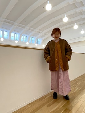 「BEAMS BOY（ビームスボーイ）のアイテム（シャツワンピース）」を使った、_kyoさん（レディース・150cm）の冬コーディネート