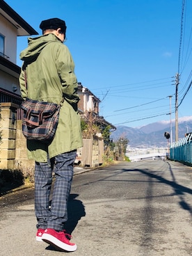 「keisuke kanda（ケイスケカンダ）のアイテム（ジャケット/アウター）」を使った、@taigaさん（メンズ・180cm）の春コーディネート