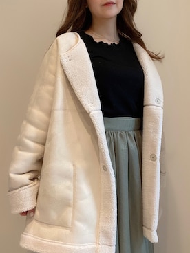 「flower」｜「アイテム（ムートンコート）」を使った、めろんそーださん（レディース・148cm）の秋コーディネート