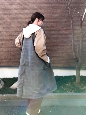 「HARE（ハレ）のアイテム（ステンカラーコート）」を使った、inhhhan®さん（レディース・165cm）の冬コーディネート