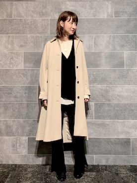 「HARE（ハレ）のアイテム（ステンカラーコート）」を使った、inhhhan®さん（レディース・165cm）の秋コーディネート